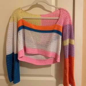 Color block cropped sweater